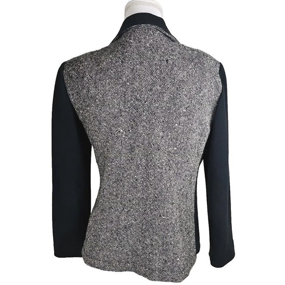 VNTG. LIZSPORT~Woman Sz 8 Petite~ Black/White 100% Wool Zip-Up Blazer Colorblock - Picture 9 of 12